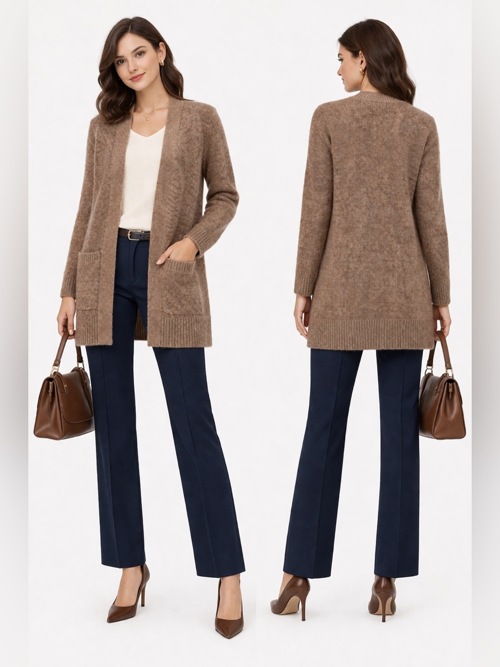 Croft & Barrow Women's Brown Cardigan Sweater - Picture 2 of 8